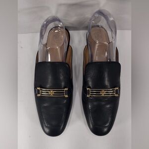 Tori Black Leather Loafers with Gold Accent size 8 pre owned Exellent condition